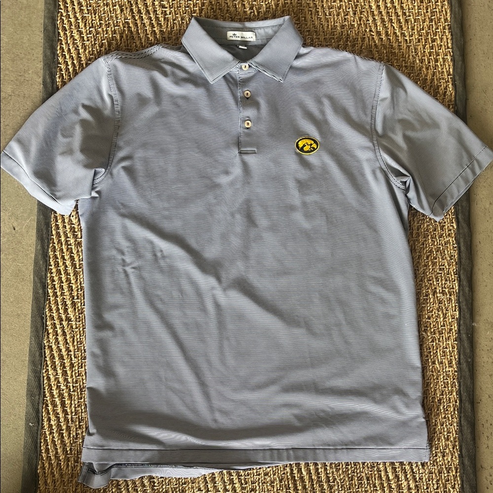Peter Millar Light Blue Polo with Yellow Logo